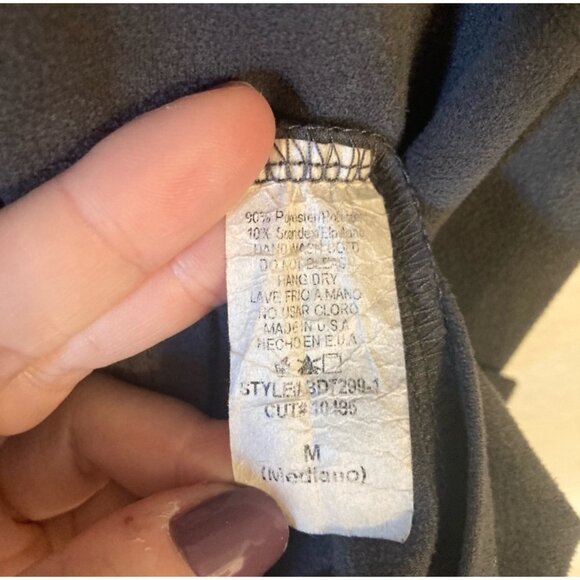 Y2K Blue Blush Tie Front Fitted Gray Mini Dress Faux Suede Long Sleeves Medium - Picture 6 of 7